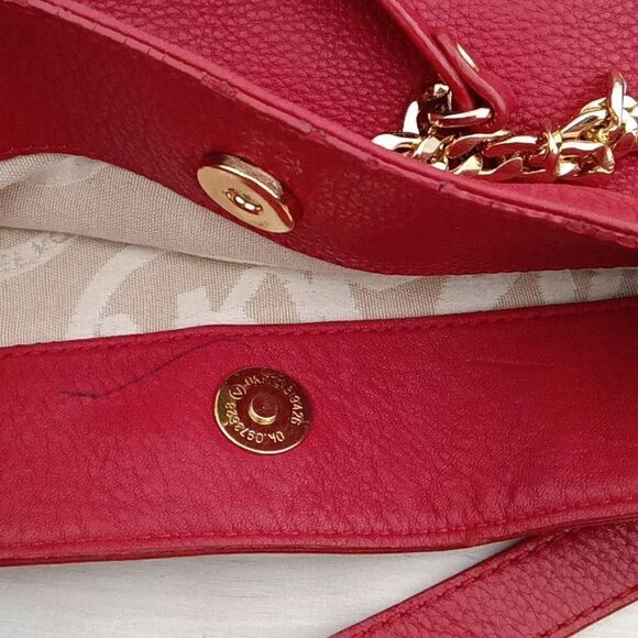 Michael Kors Women's Jet Set Genuine Lether Lain Shoulder Bag Red - Picture 5 of 7